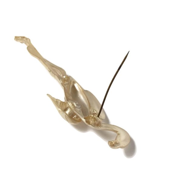 Celluloid Flamingo Brooch, Molded and Carved Iride - Picture 6 of 7